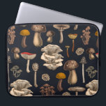 Wild Mushrooms  on graphite black Laptop Sleeve<br><div class="desc">Various hand -drawn wild mushrooms,  vector pattern</div>