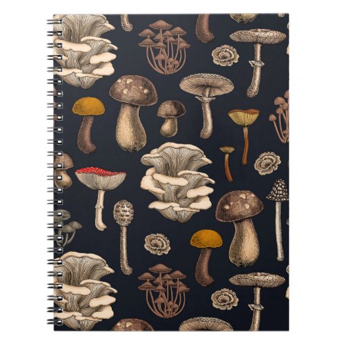 Wild Mushrooms  on graphite black Notebook
