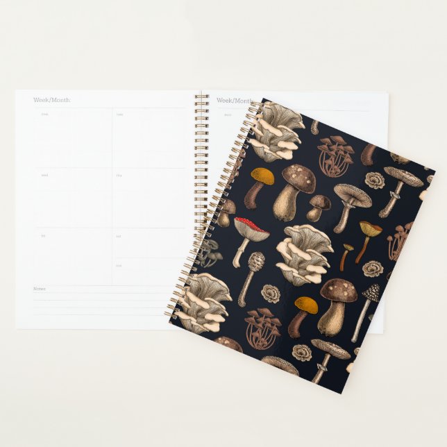 Wild Mushrooms  on graphite black  Planner (Display)