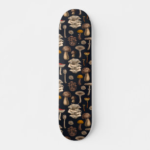 Wild Mushrooms on graphite black Skateboard