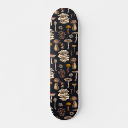 Wild Mushrooms  on graphite black Skateboard