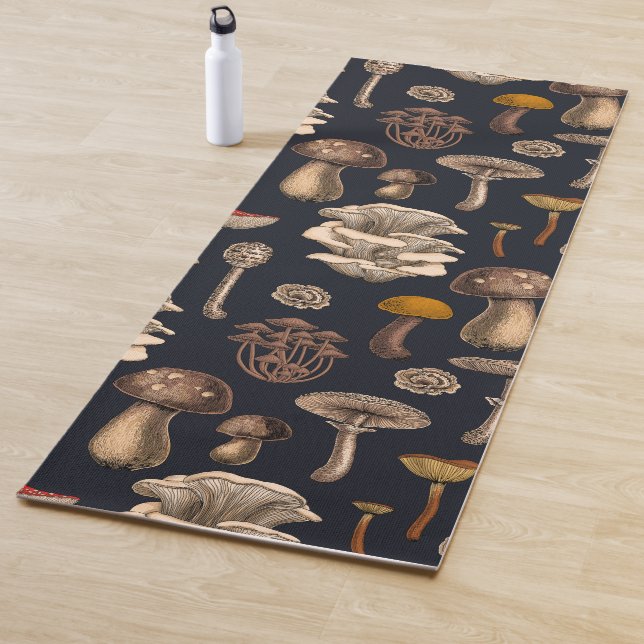Wild Mushrooms  on graphite black Yoga Mat (In Situ)
