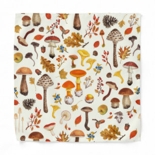 Wild mushrooms on off white bandana
