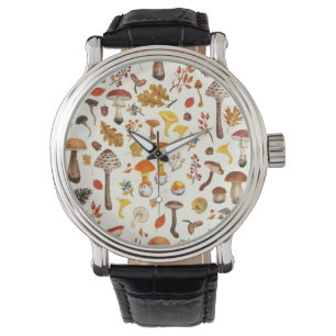 Wild mushrooms on off white watch