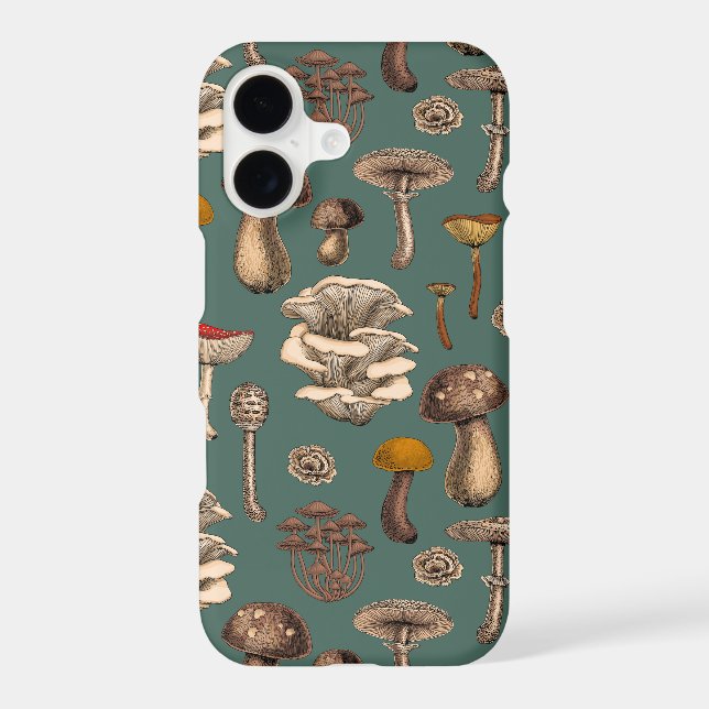 Wild Mushrooms  on pine green Case-Mate iPhone Case (Back)