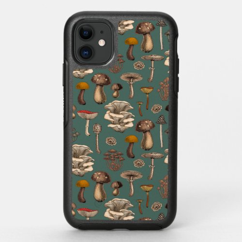 Wild Mushrooms  on pine green OtterBox Symmetry iPhone 11 Case