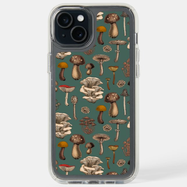 Wild Mushrooms  on pine green Speck iPhone Case (Front (Black))