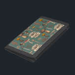 Wild Mushrooms  on pine green Trifold Wallet<br><div class="desc">Various hand -drawn wild mushrooms,  vector pattern</div>