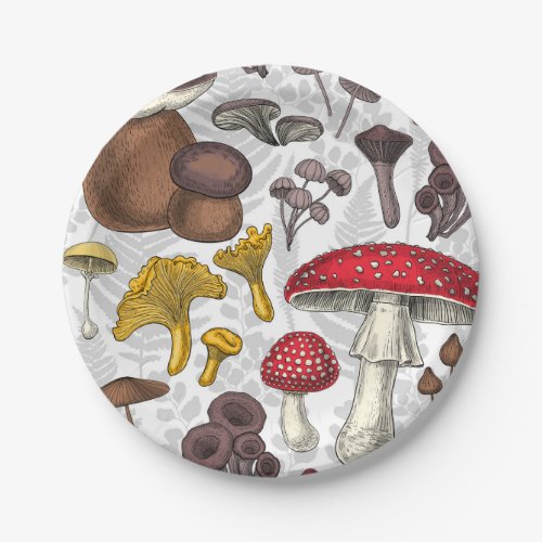 Wild mushrooms paper plates