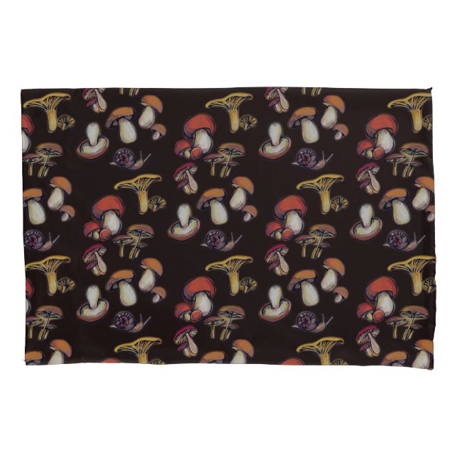 Wild mushrooms pillow case (Front)