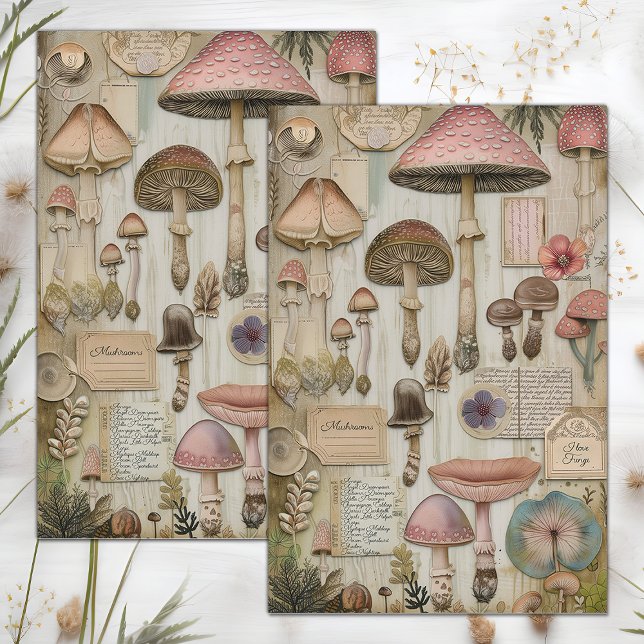 WILD MUSHROOMS POSTER DECOUPAGE TISSUE PAPER (WILD MUSHROOMS POSTER DECOUPAGE TISSUE PAPER)