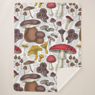 Wild mushrooms sherpa blanket