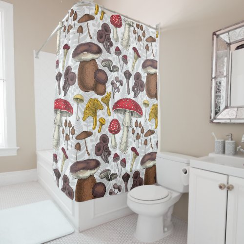 Wild mushrooms shower curtain