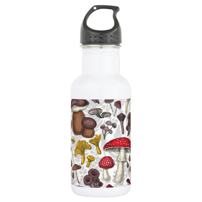 Wild mushrooms stainless steel water bottle (Front)
