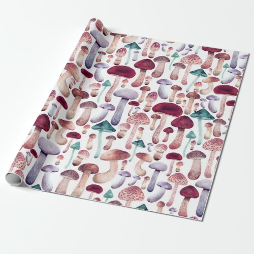 Wild Mushrooms Watercolor Illustration  Wrapping Paper