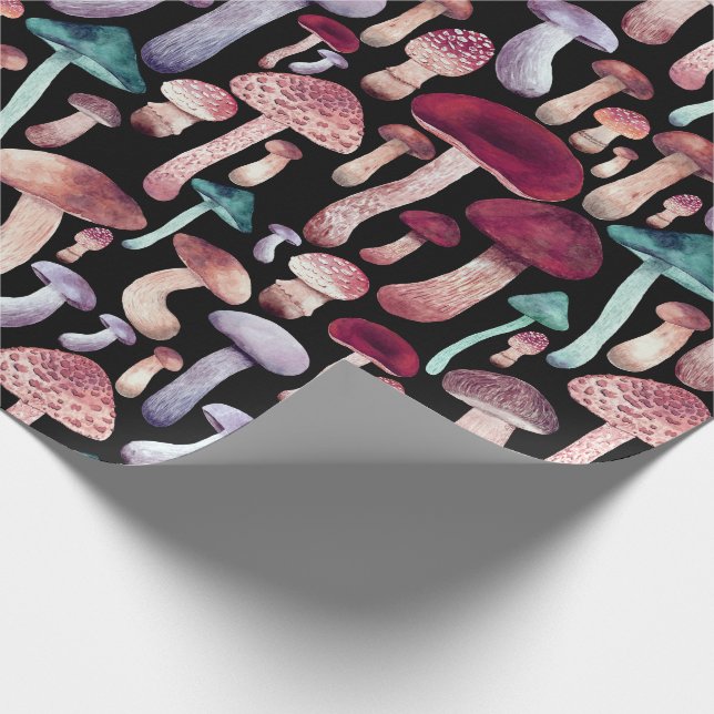 Wild Mushrooms Watercolor Illustration  Wrapping Paper (Corner)