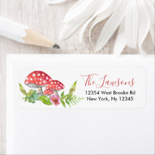 Wild Mushrooms Whimsical Return Address Label