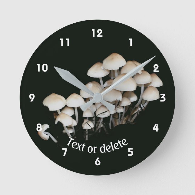 Wild Mushrooms Woodland Personalized Round Clock (Front)