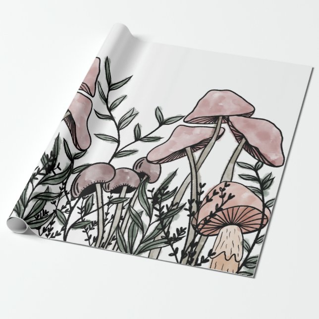Wild Mushrooms Wrapping Paper (Unrolled)