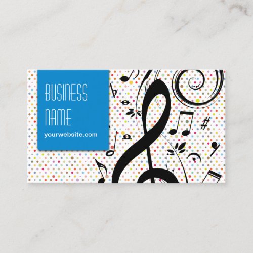 Wild Music Symbols Rainbow Polka Dot Business Card