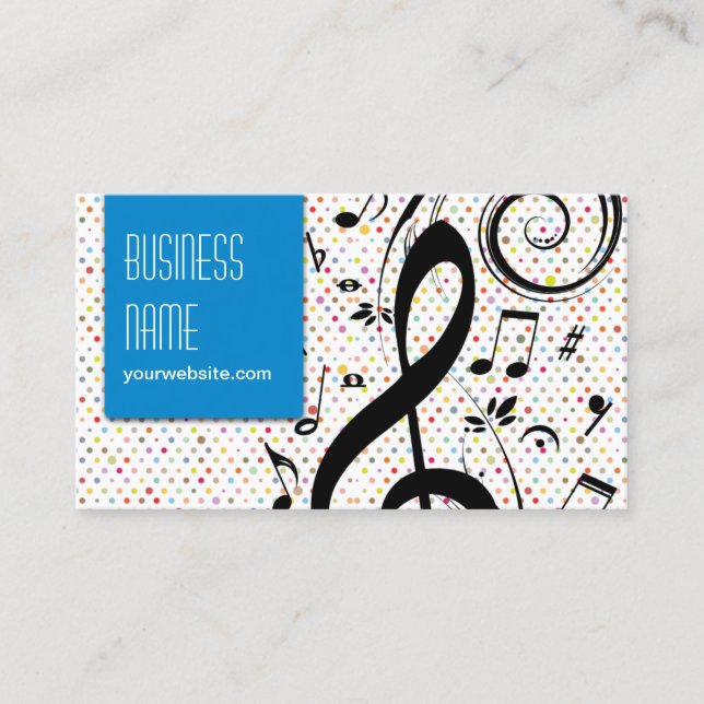 Wild Music Symbols Rainbow Polka Dot Business Card (Front)
