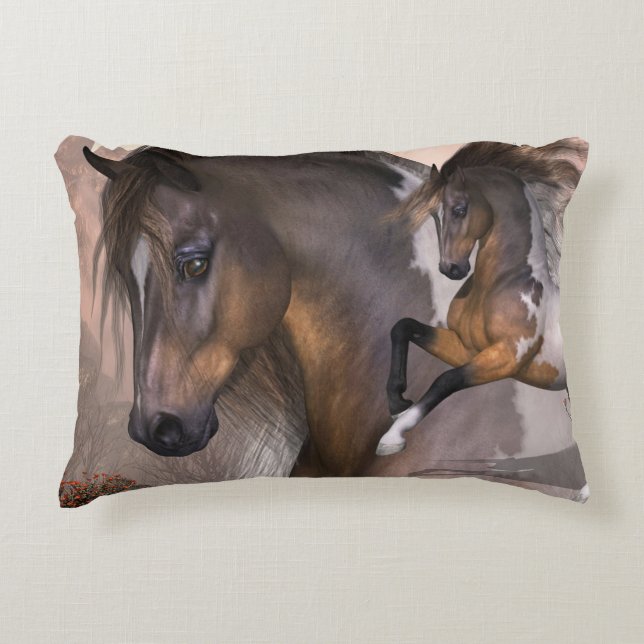 Wild Mustang Horse Accent Pillow (Front)
