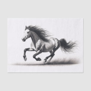Wild Mustang Horse Black and White Decoupage Tissue Paper