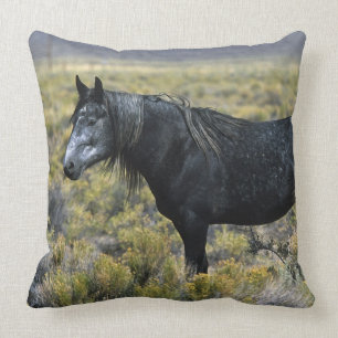 Wild Mustang Horse in the Desert Throw Pillow