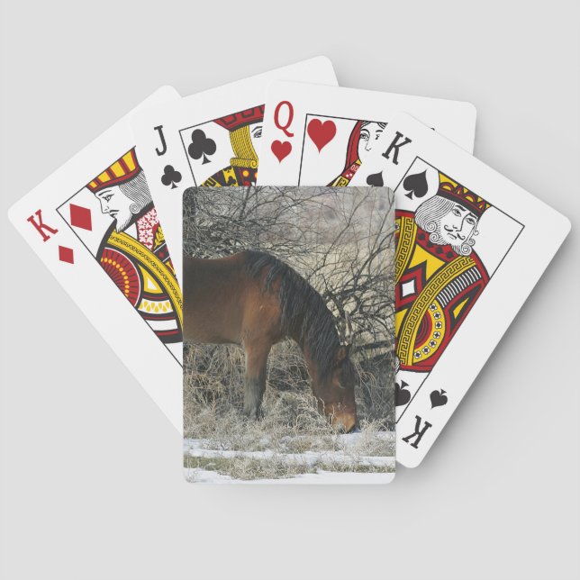 Wild Mustang Horse in the Snow 1 Poker Cards (Back)