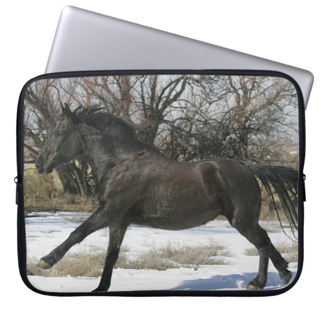 Wild Mustang Horse in the Snow 2 Laptop Sleeve (Front)