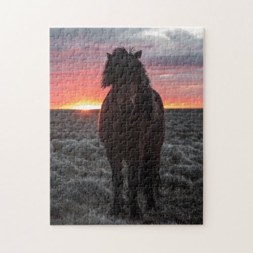 Wild Mustang Horse in the Sunset Jigsaw Puzzle