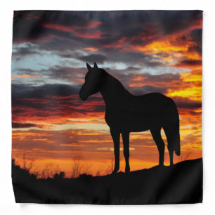 Wild Mustang Horse Silhouette With Sunset Bandana