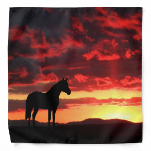 Wild Mustang Horse Silhouette With Sunset Bandana