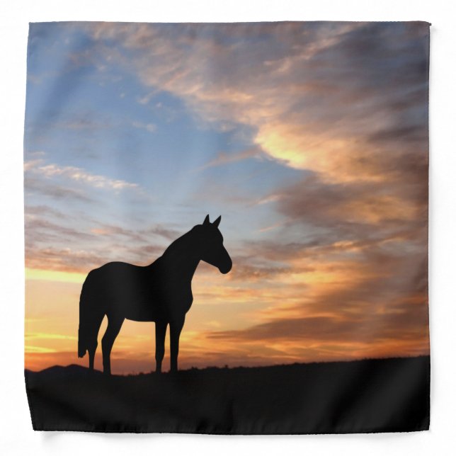 Wild Mustang Horse Silhouette With Sunset Bandana (Front)