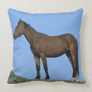 Wild Mustang Horse Throw Pillow