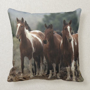 Wild Mustang Horses 7 Throw Pillow