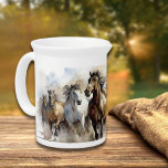 Wild Mustang Horses Equestrian Wild West Beverage Pitcher<br><div class="desc">Wild Mustang Horses Equestrian Wild West theme with running horses in a modern watercolor painting.</div>