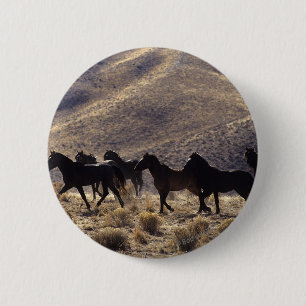 Wild Mustang Horses in the Desert 1 Button