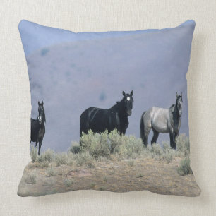 Wild Mustang Horses in the Desert 3 Throw Pillow