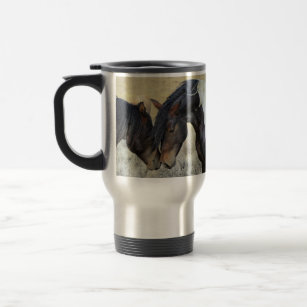 Wild Mustang Horses photo Travel Mug