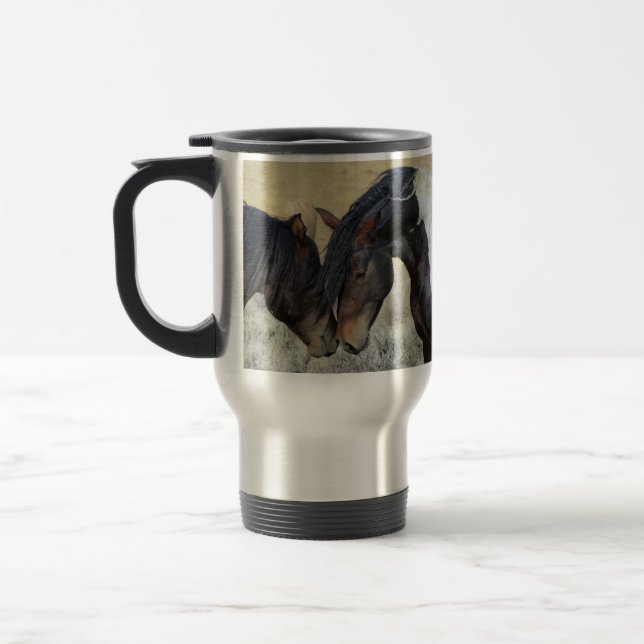 Wild Mustang Horses photo Travel Mug (Left)