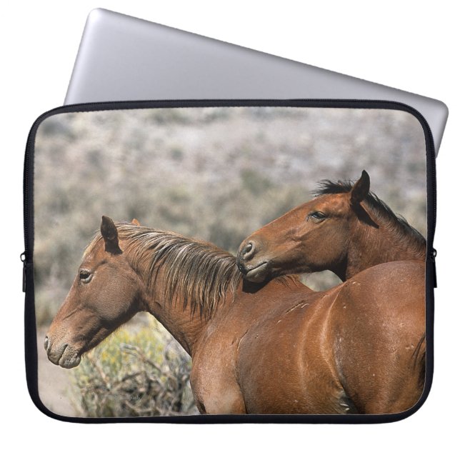 Wild Mustang Horses Touching Laptop Sleeve (Front)