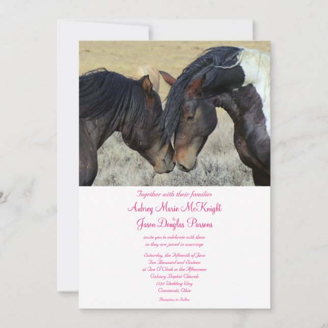 Wild Mustang Horses Wedding Invitations (Front)