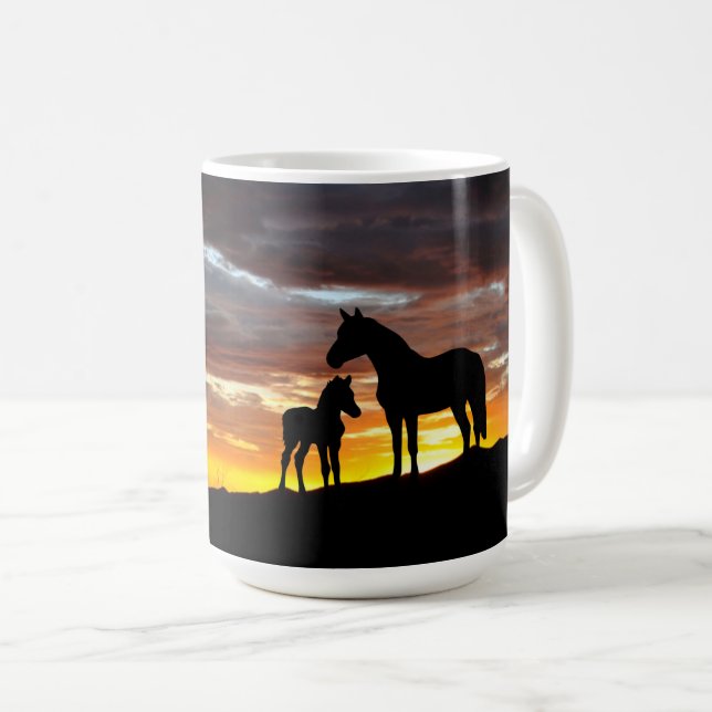 Wild Mustang Mare and Foal Coffee Mug (Front Right)
