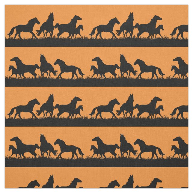 Wild Mustang silhouettes Fabric (Swatch)