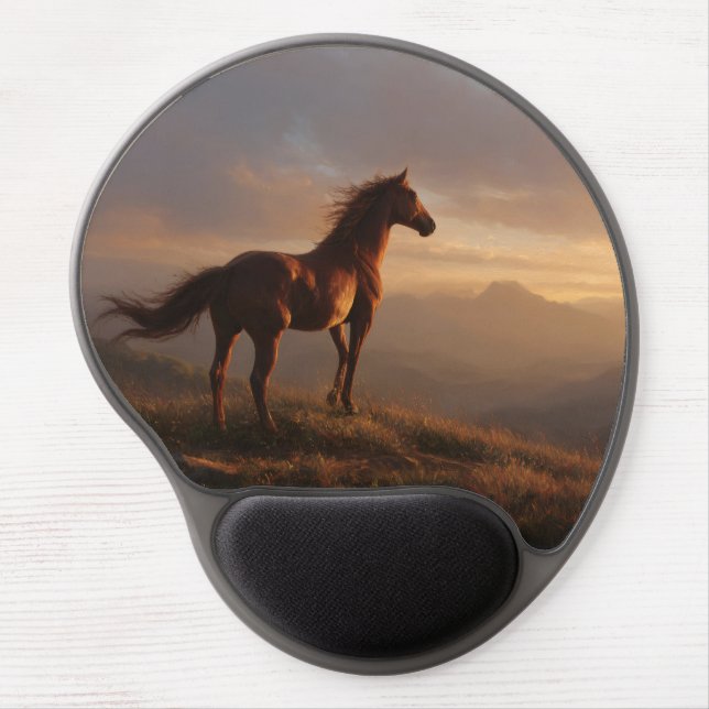 Wild Mustang Watching the Sunset Gel Mouse Pad (Front)