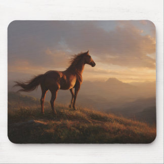 Wild Mustang Watching the Sunset Mouse Pad