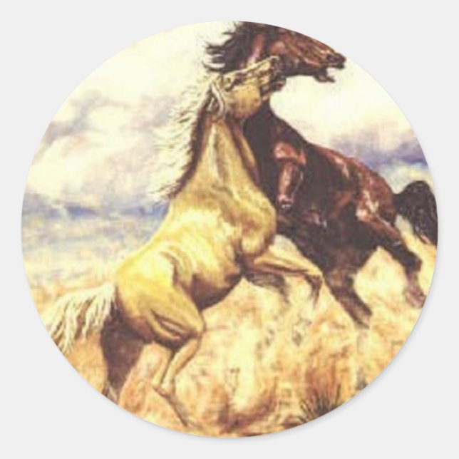Wild Mustangs Classic Round Sticker (Front)