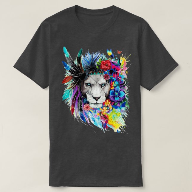Wild Natural Colorful Lion  T-Shirt (Design Front)