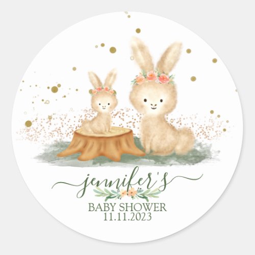 Wild Nature Animals Bunny Rabbit Family Favor Classic Round Sticker